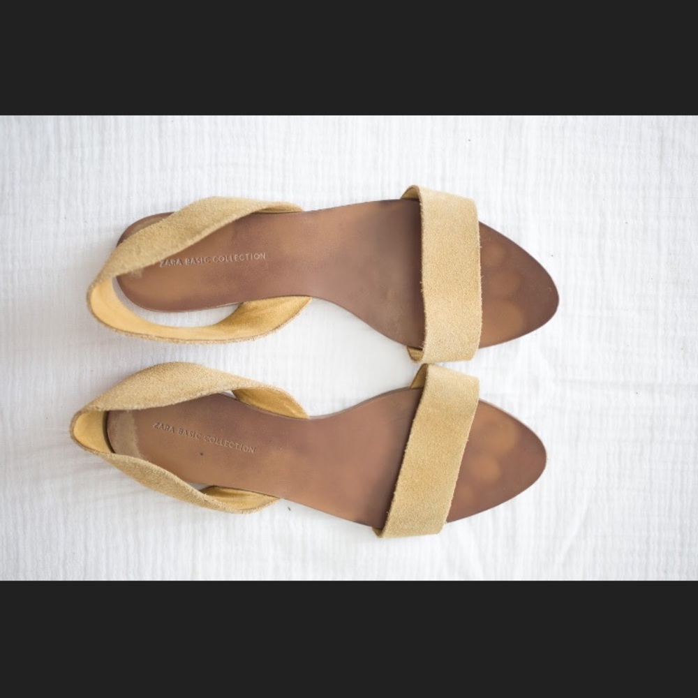 Zara leather slip on sandals